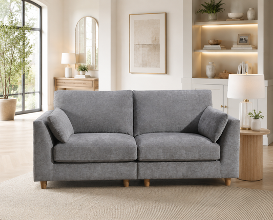 Gray sofa in a living room