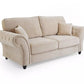 2-seater loveseat sofa upholstered in a light beige fabric