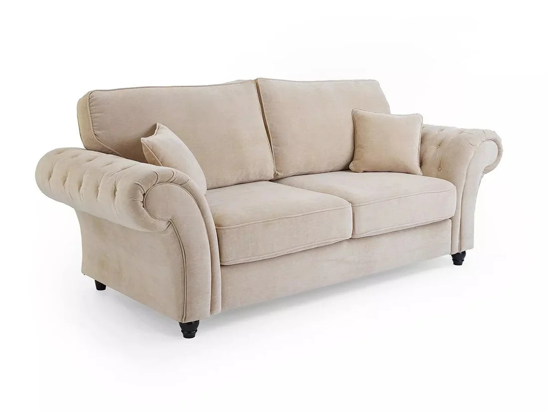 2-seater loveseat sofa upholstered in a light beige fabric