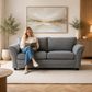 Gray upholstered loveseat 