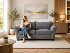 Gray upholstered loveseat 
