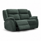 Dark green fabric reclining loveseat sofa