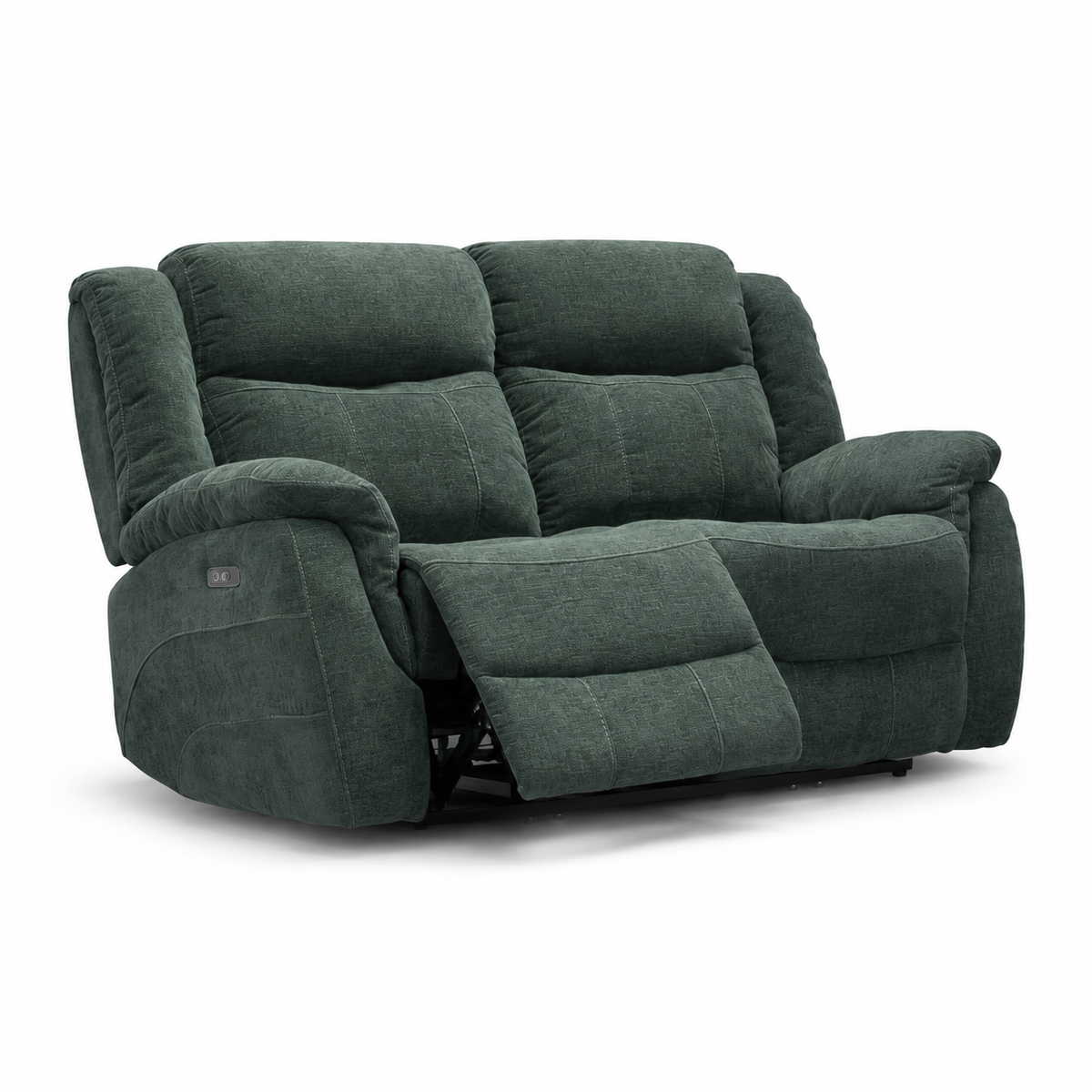 Dark green fabric reclining loveseat sofa