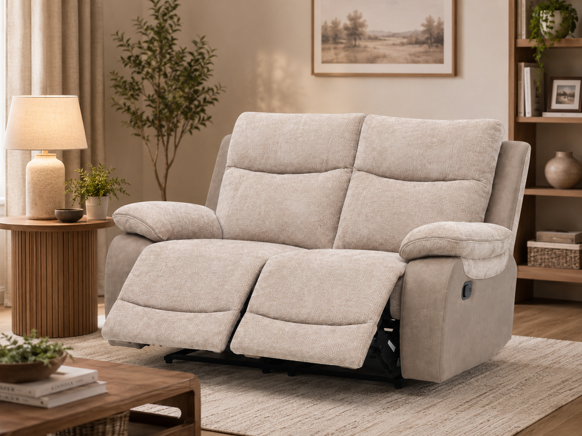 Light beige 2-seater recliner sofa