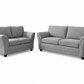A light gray upholstered loveseat sofa set