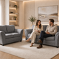 2 gray two-seater loveseat sofas