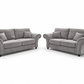Light gray fabric loveseat and matching sofa set 
