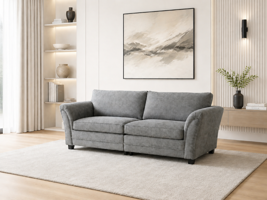 Gray upholstered loveseat sofa