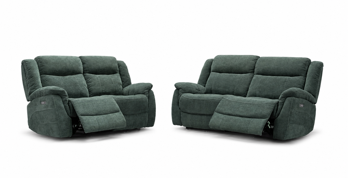 Dark green power reclining loveseat