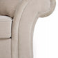 Close-up of a beige upholstered chair