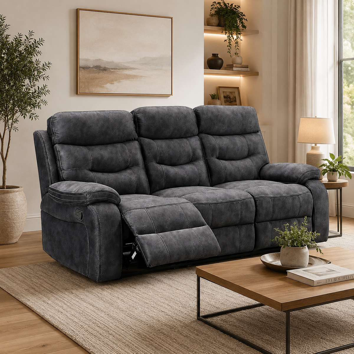 3 Seater Gray reclining sofa