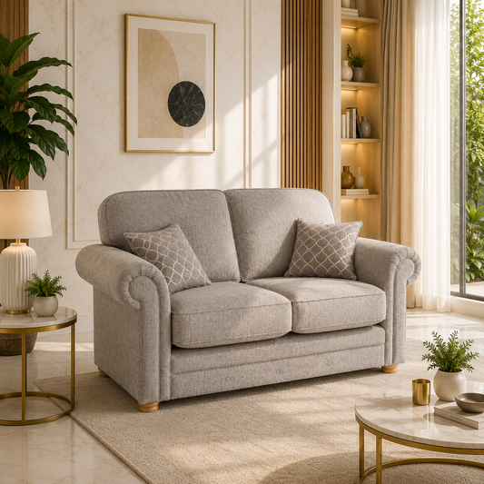 light gray upholstered loveseat sofa