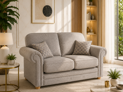 light gray upholstered loveseat sofa
