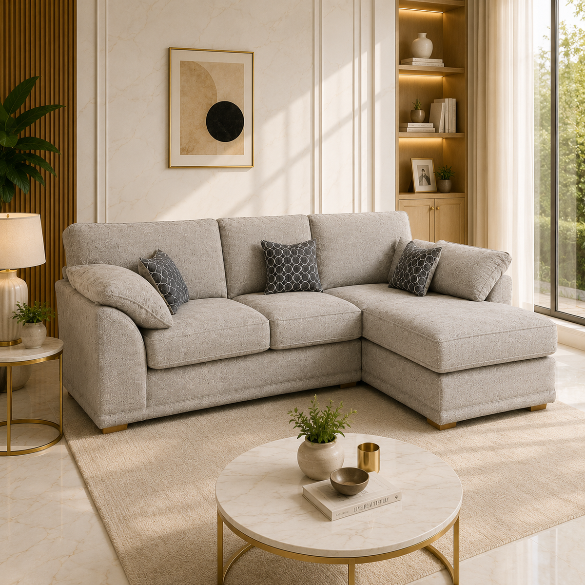 Sectional sofa with a chaise lounge