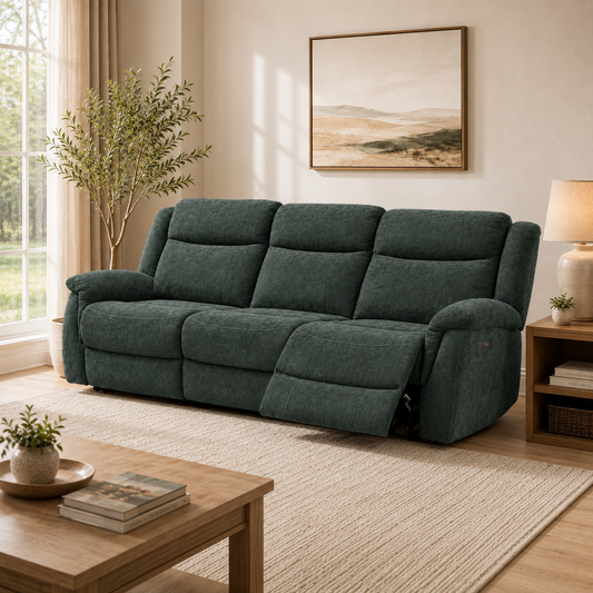 Dark green reclining loveseat sofa