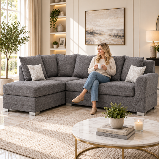 Gray fabric sectional sofa