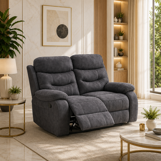 Dark gray 2-seater reclining loveseat sofa
