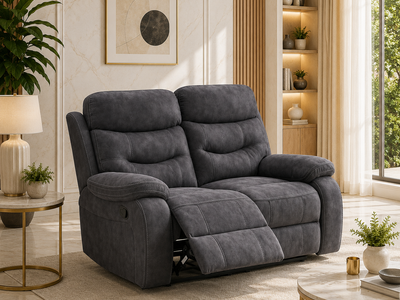Dark gray 2-seater reclining loveseat sofa