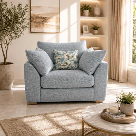 armchair with matching throw pillows