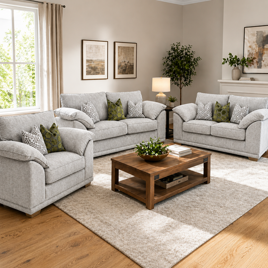 light gray upholstered furniture set