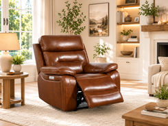 Brown leather recliner chair