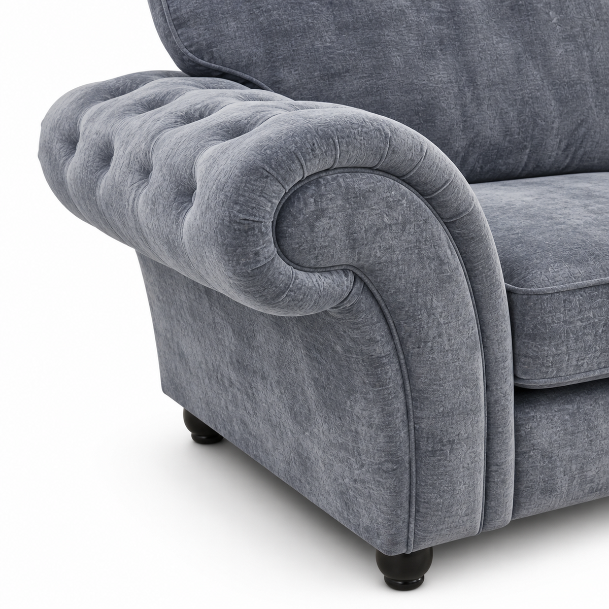Gray sofa with tufted backrest
