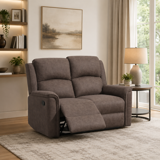 Gray fabric reclining loveseat sofa