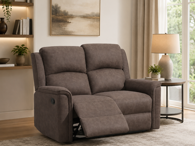 Gray fabric reclining loveseat sofa