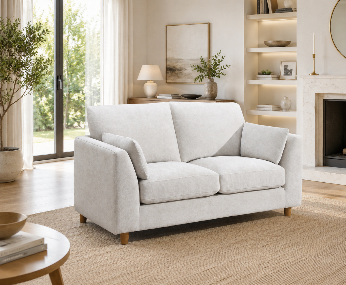 light gray upholstered 2 seat loveseat 