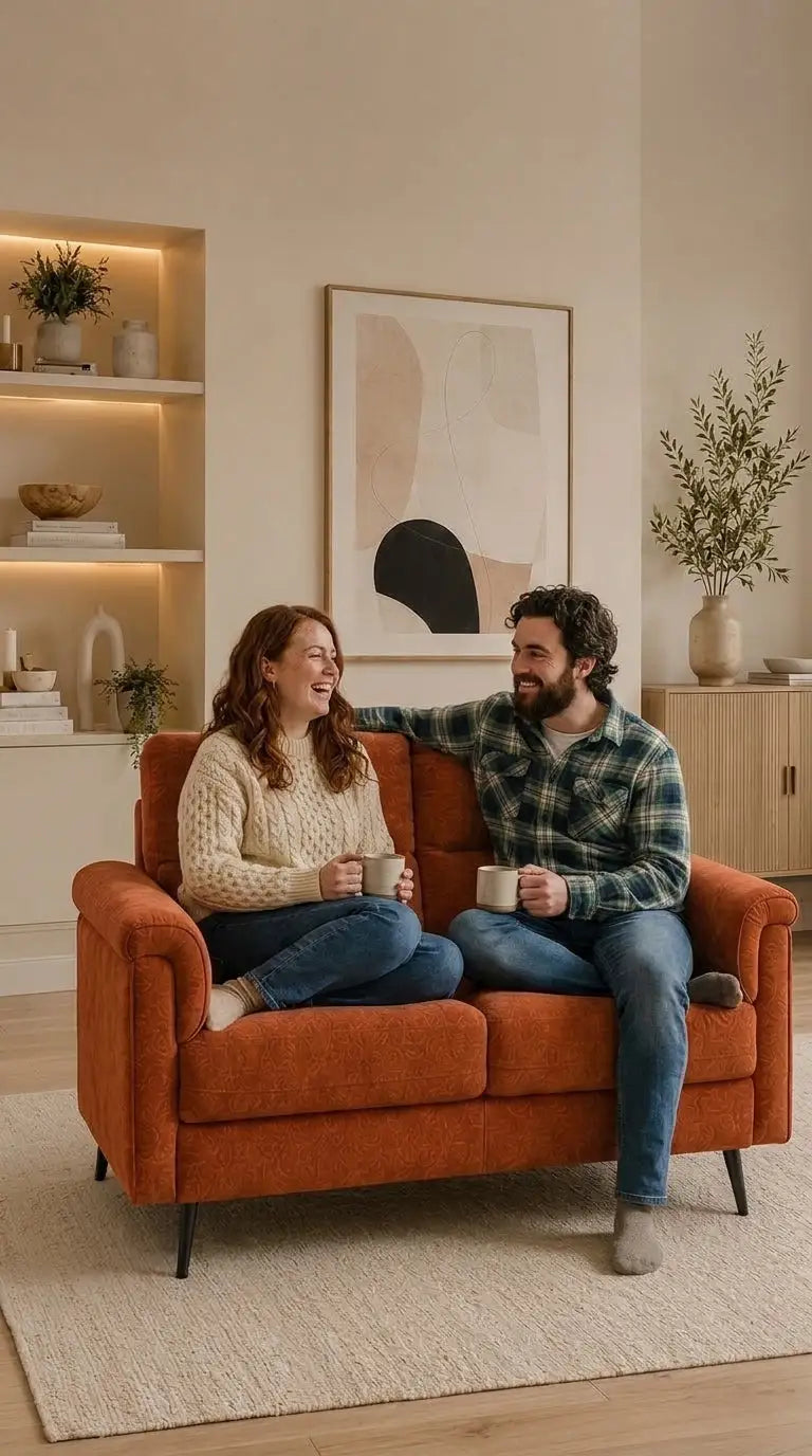 Couple sitting on sofa