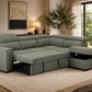  light sage green fabric sectional sofa with a chaise lounge 