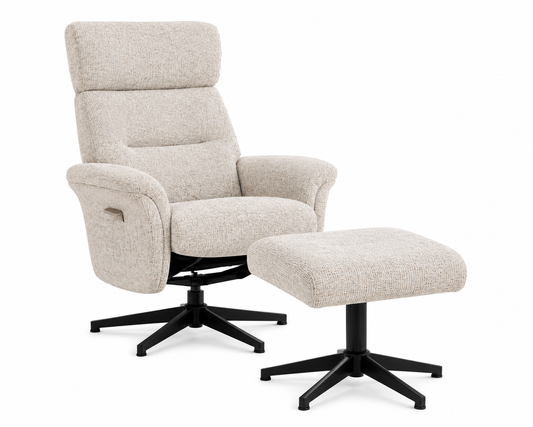 Light beige textured fabric recliner chair 