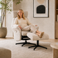Light textured fabric with black swivel bases.