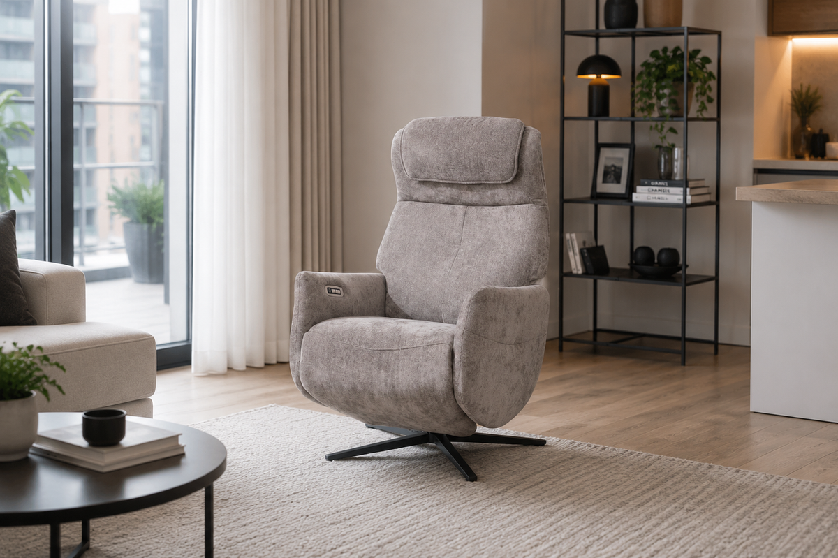 modern gray upholstered recliner chair 