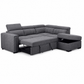 Dark gray fabric sectional sofa with a chaise lounge