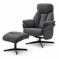 Dark gray upholstered recliner chair with a matching ottoman
