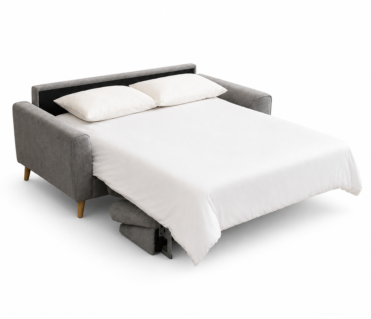 gray upholstered sleeper sofa bed