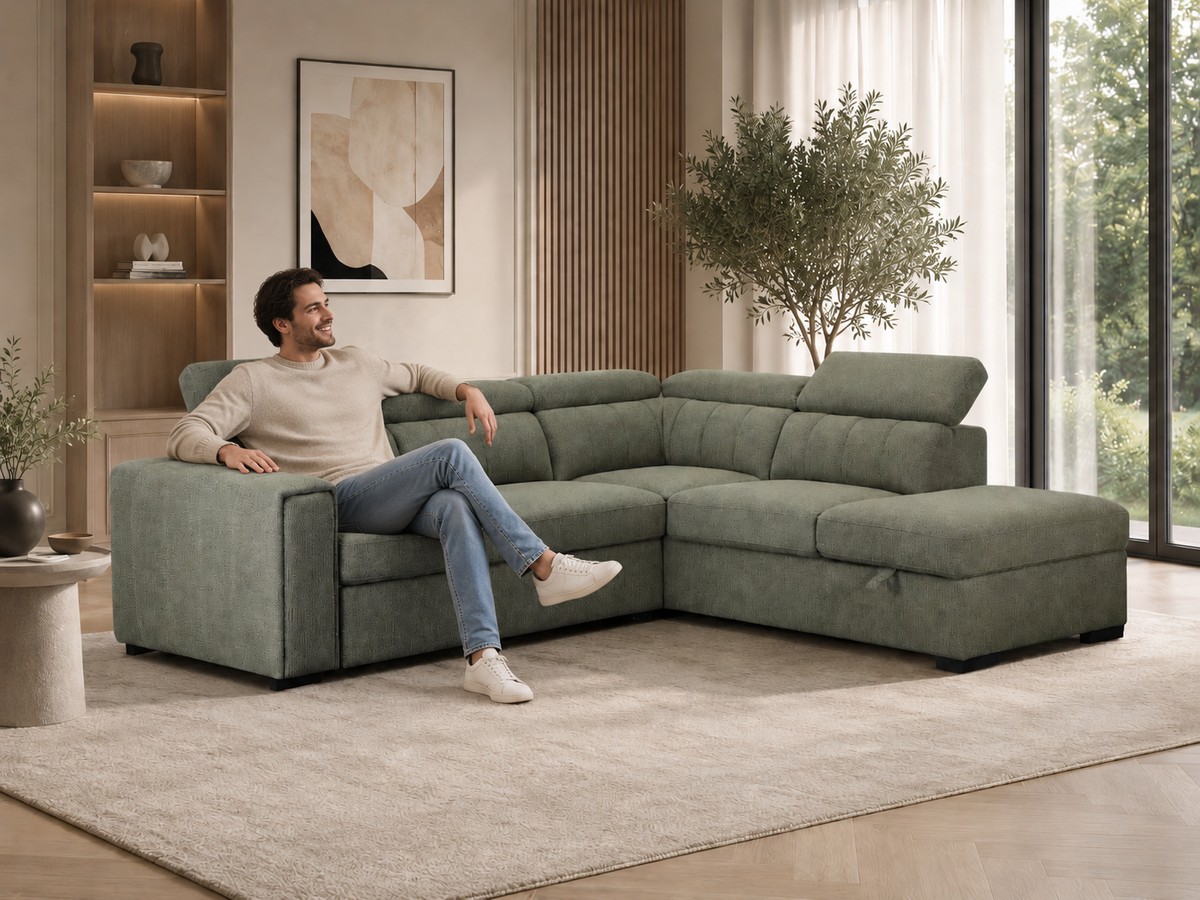 L-shaped sectional sofa in a modern living room