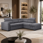 Modern L-shaped sectional sofa in textured gray fabric