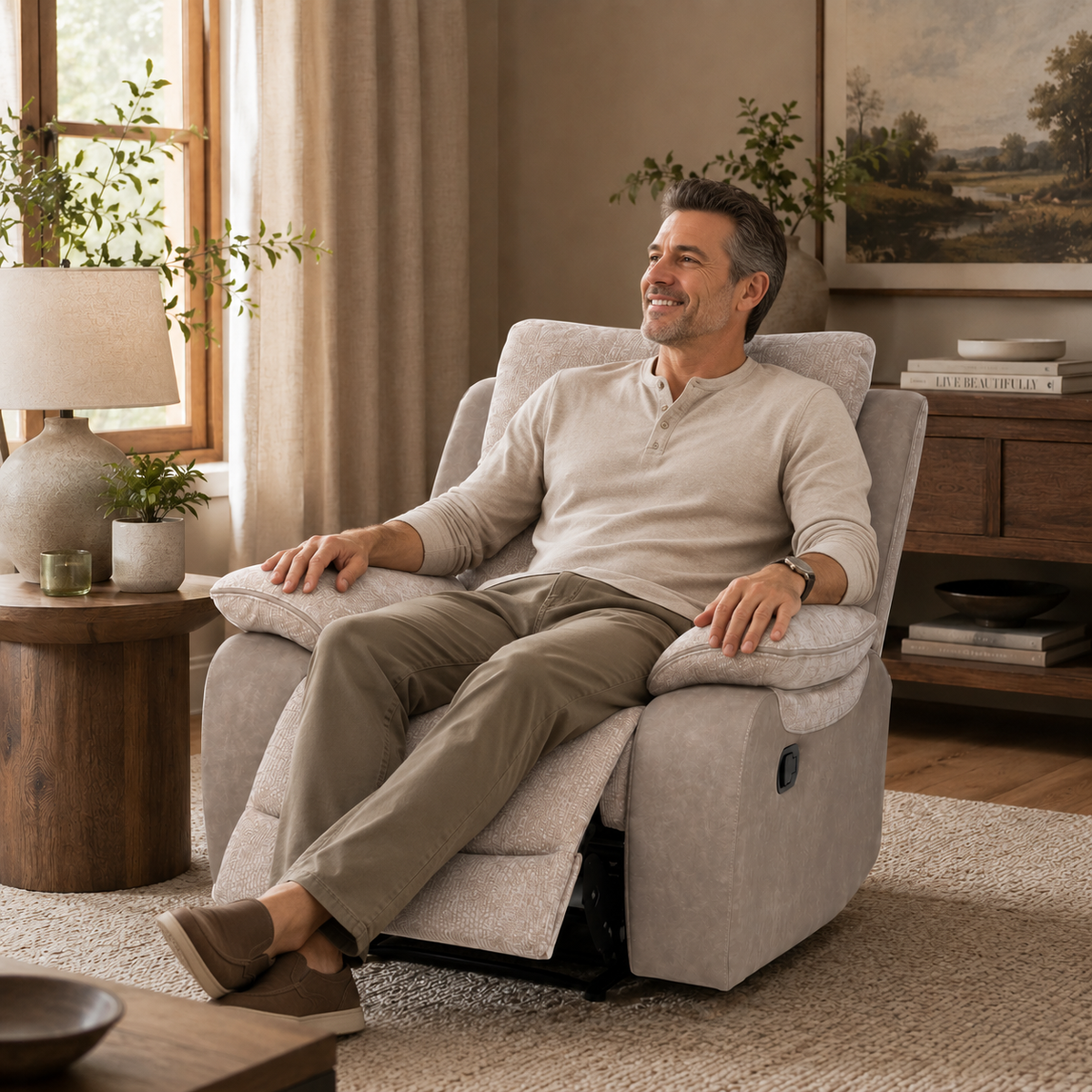 light beige recliner chair