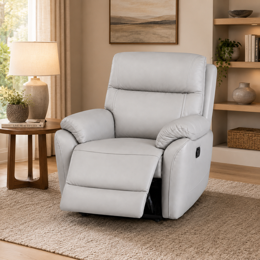 light gray upholstered recliner chair