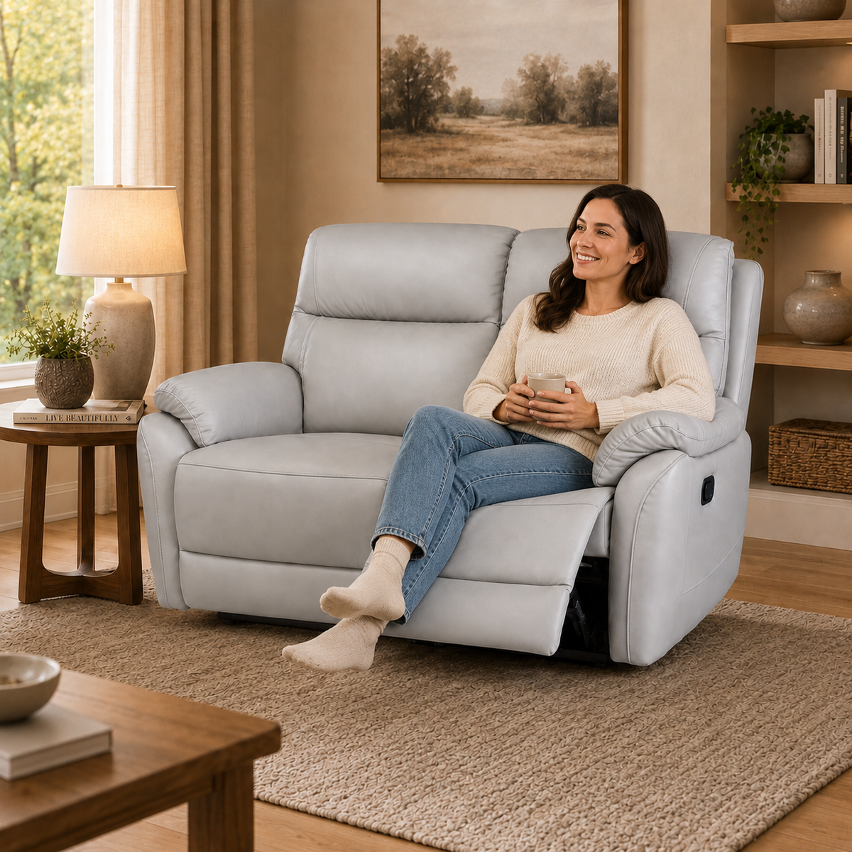 light gray reclining loveseat 