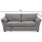 Gray sofa with dimensions marked