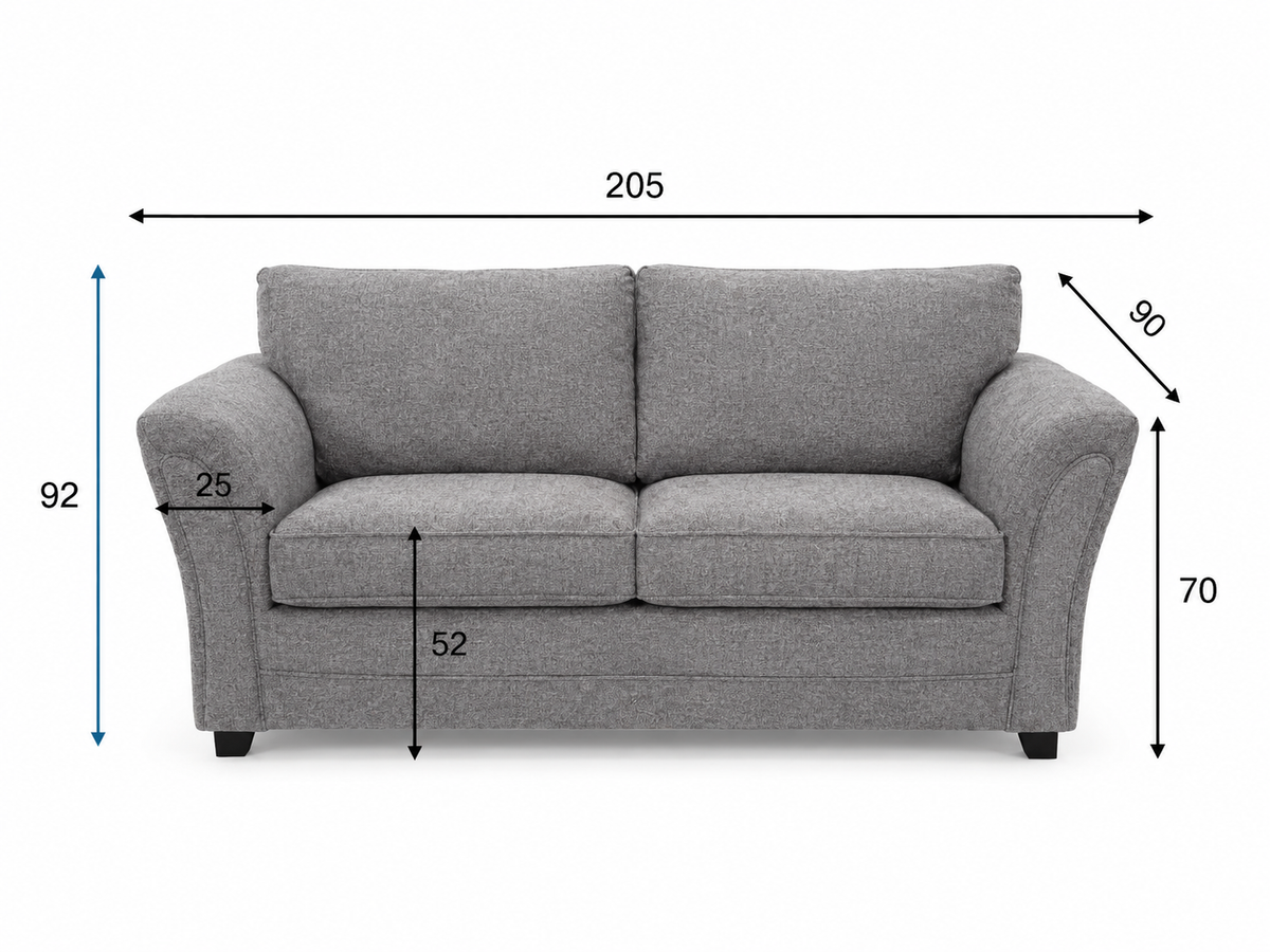 2 Seater Gray upholstered loveseat
